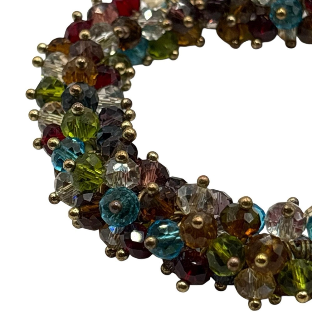Charter Club Stretch Bracelet Faceted Glass Cha Cha Beads Gold Tone‎ Colorful - Picture 10 of 16